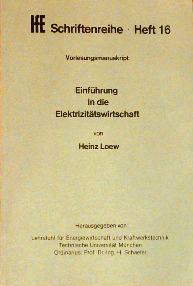 Einführung in die Elektrizitätswirtschaft