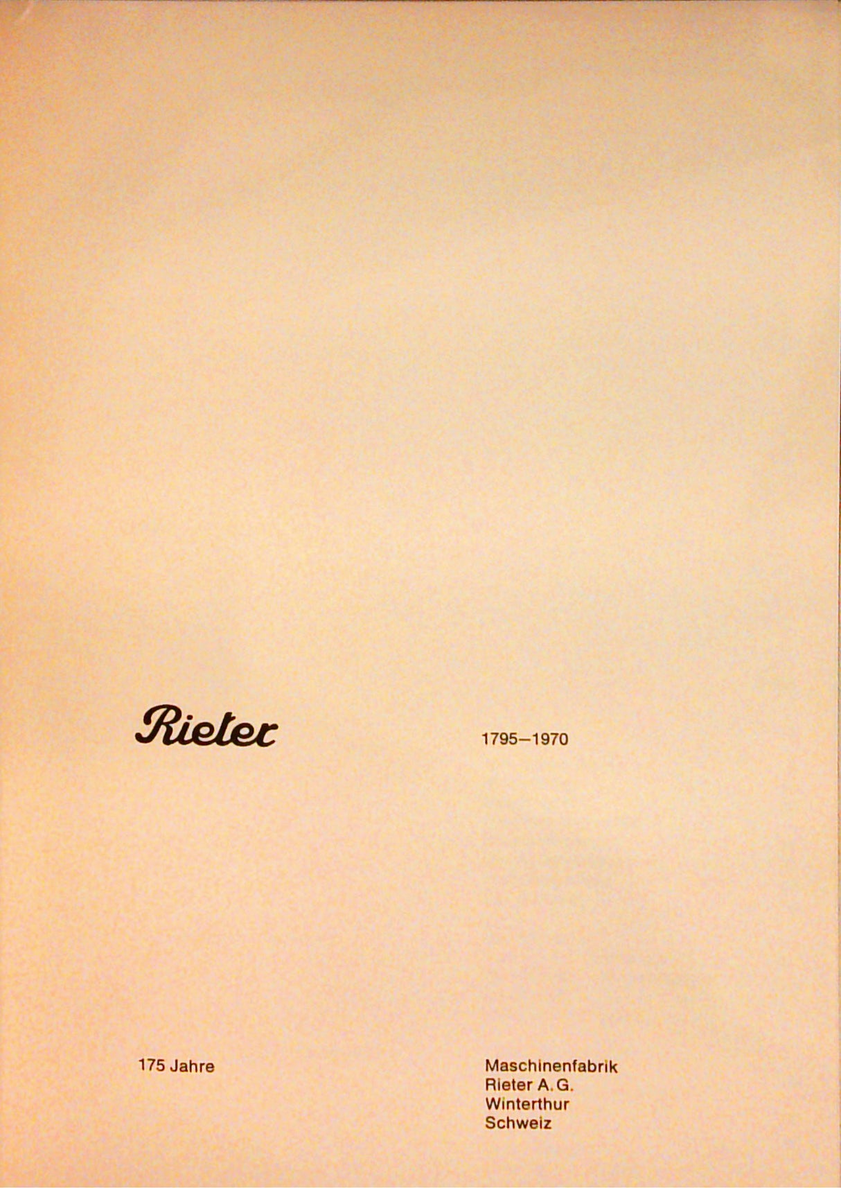 Rieter 1795-1970. Sonderausgabe