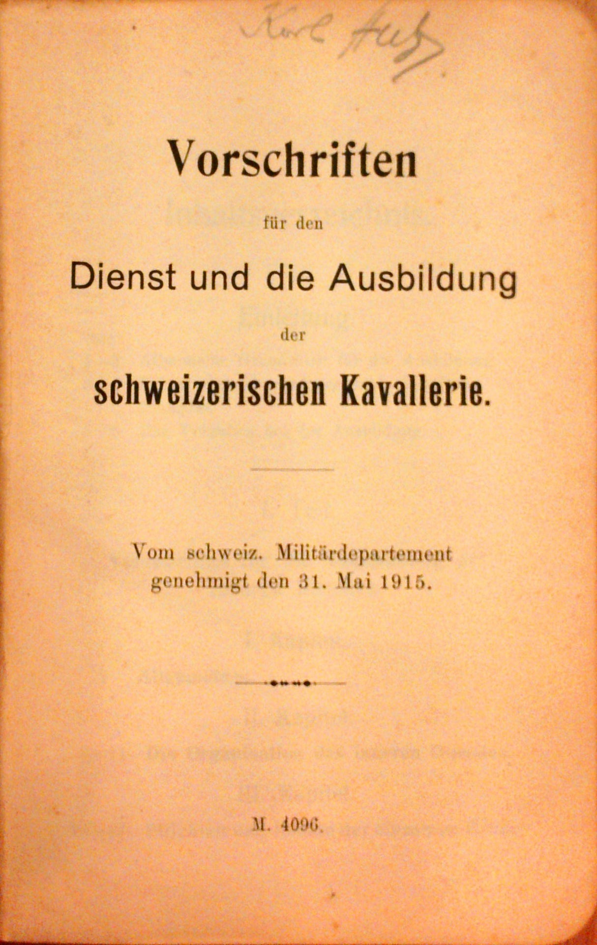 Vorschriften für den Dienst und die Ausbildung der schweizerischen Kavallerie