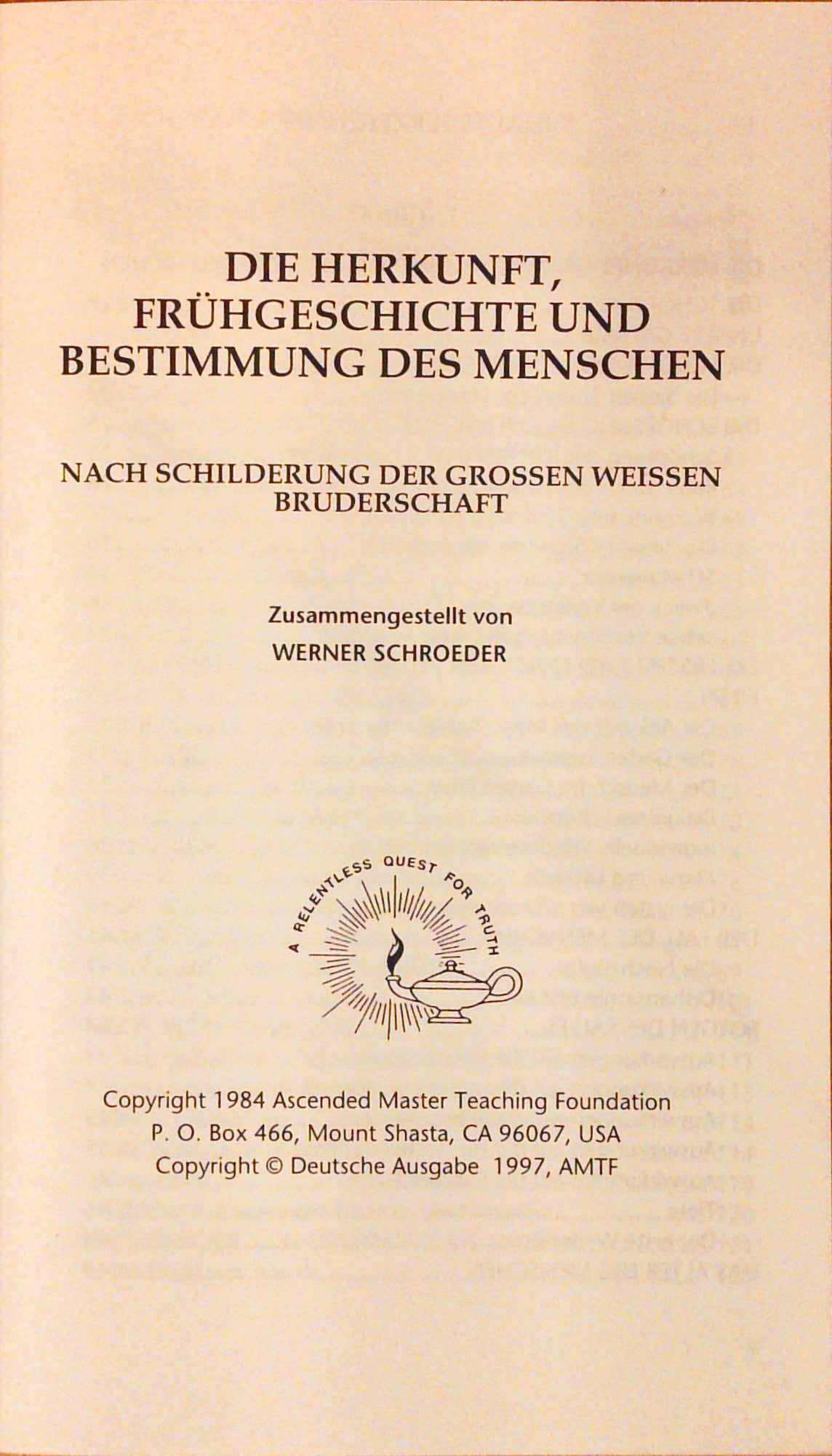 Die Herkunft, Frühgeschichte und Bestimmung des Menschen