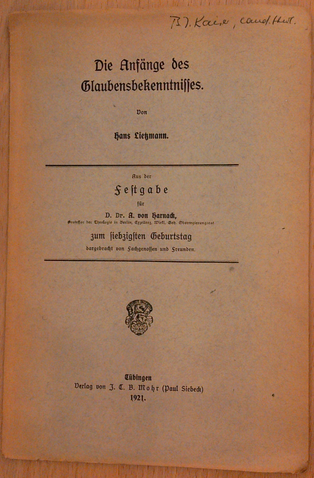 Die Anfänge des Glaubensbekenntnisses