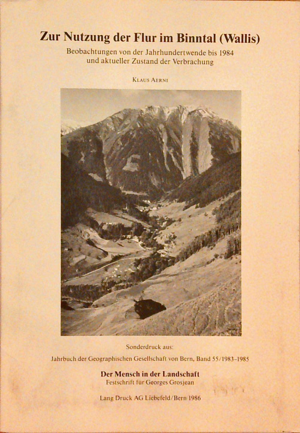 Zur Nutzung der Flur im Binntal (Wallis)