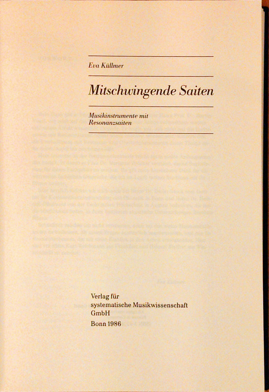 Mitschwingende Saiten : Musikinstrumente mit Resonanzsaiten