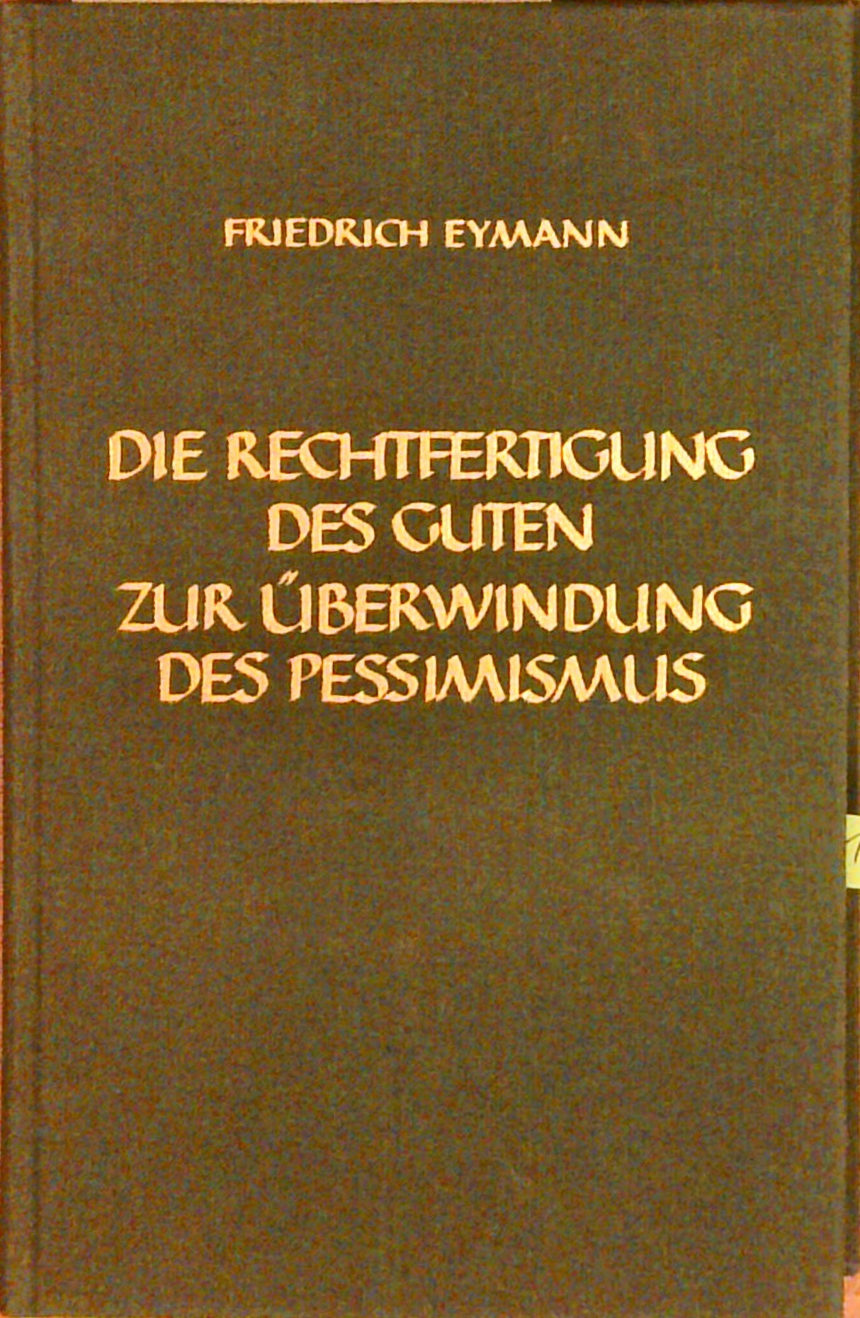 Die Rechtfertigung des Guten zur Überwindung des Pessimismus