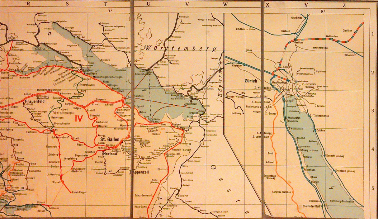 Eisenbahnkarte der Schweiz. Carte des Chemins de fer de la Suisse