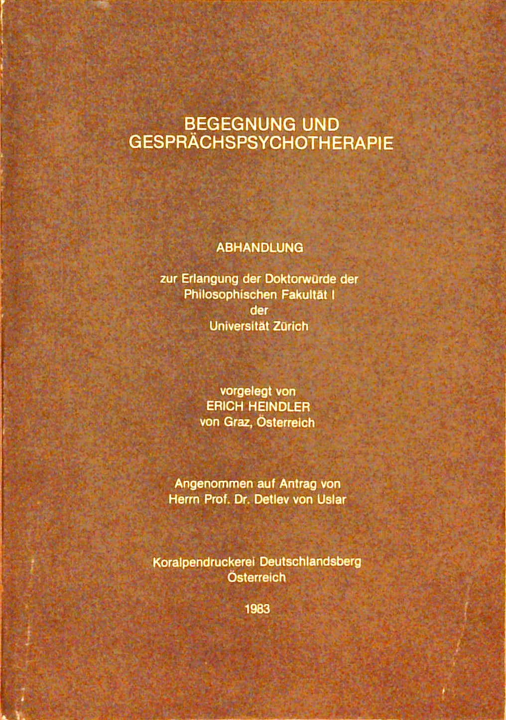 Begegnung und Gesprächspsychotherapie.
