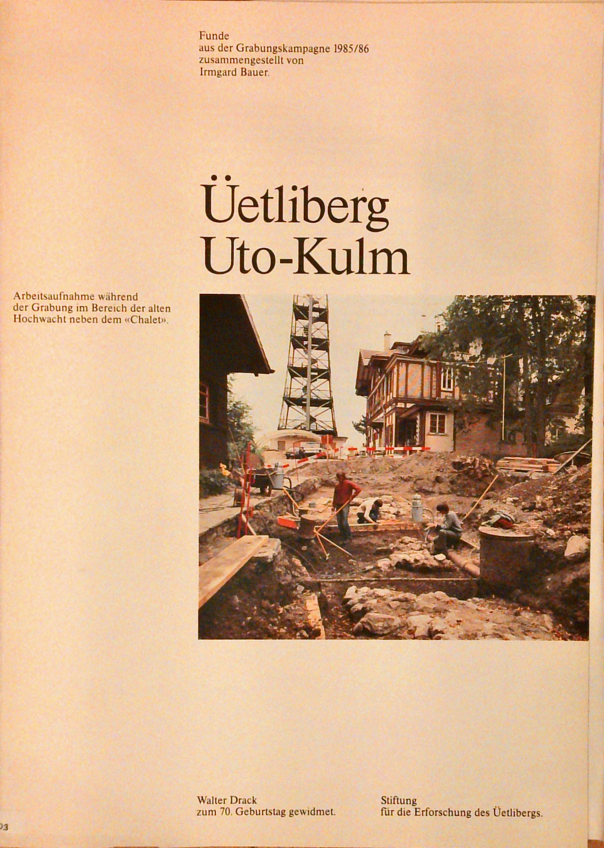 Die archäologischen Untersuchungen auf dem Üetliberg in den Jahren 1979 - 1984: Ein Rechenschaftsbericht + 3 Hefte