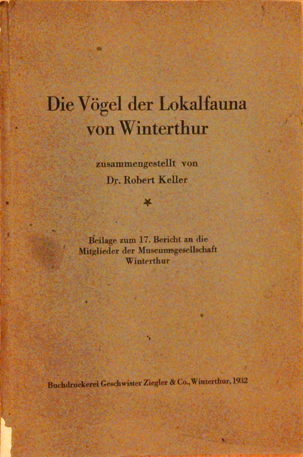 Die Vögel der Lokalfauna von Winterthur