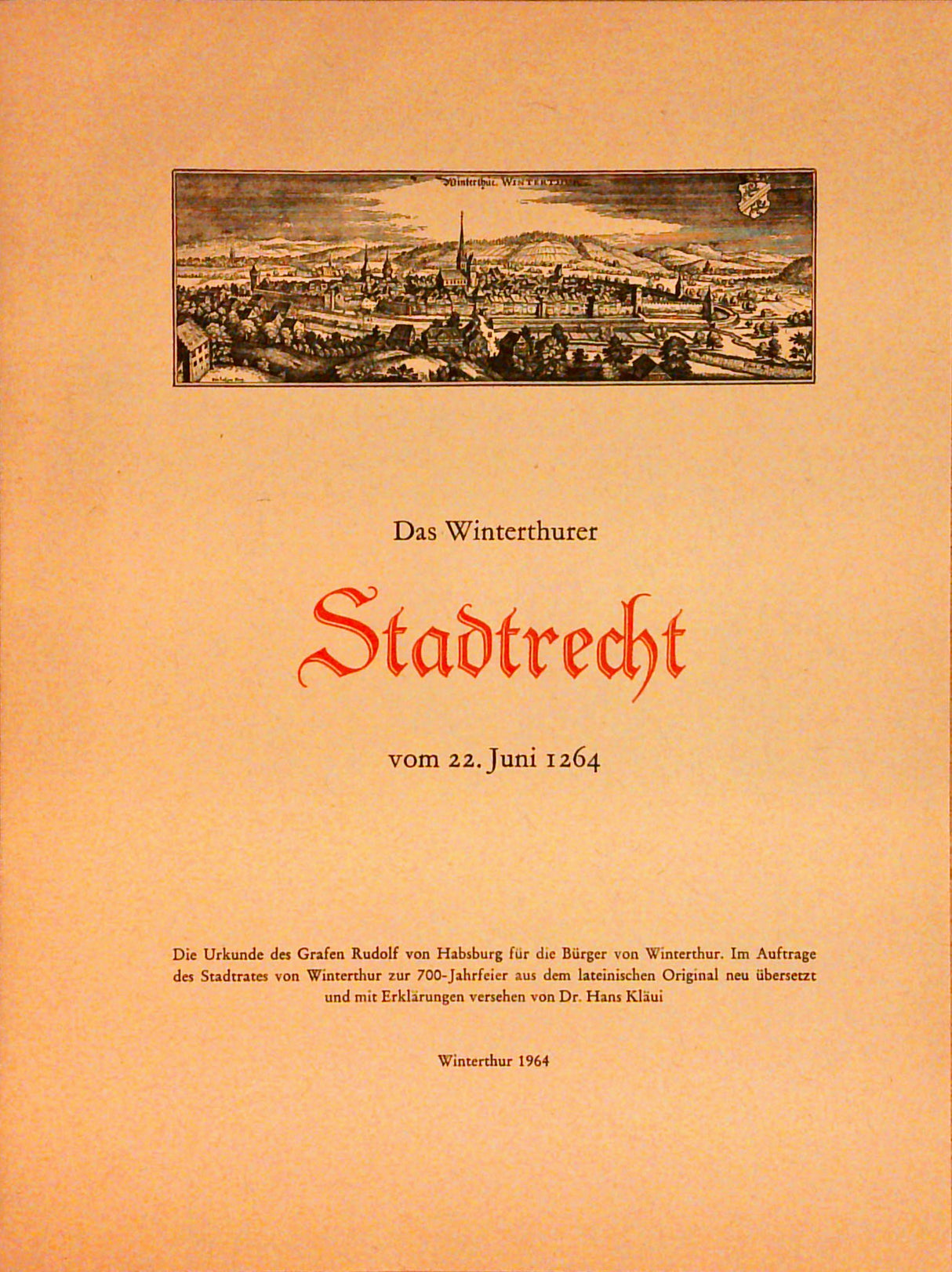 Das Winterthurer Stadtrecht vom 22. Juni 1264